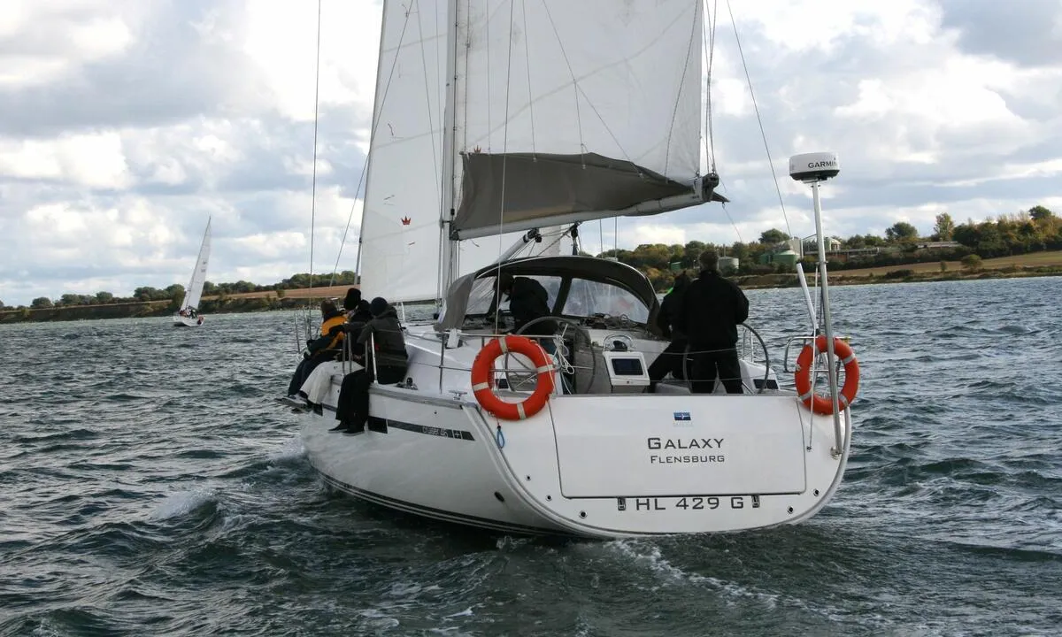 Exterior view of Galaxy, a Bavaria Cruiser 46 sailboat at Flensburg, Germany