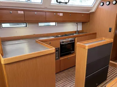 Galley of Galaxy, a Bavaria Cruiser 46 sailboat at Flensburg, Germany