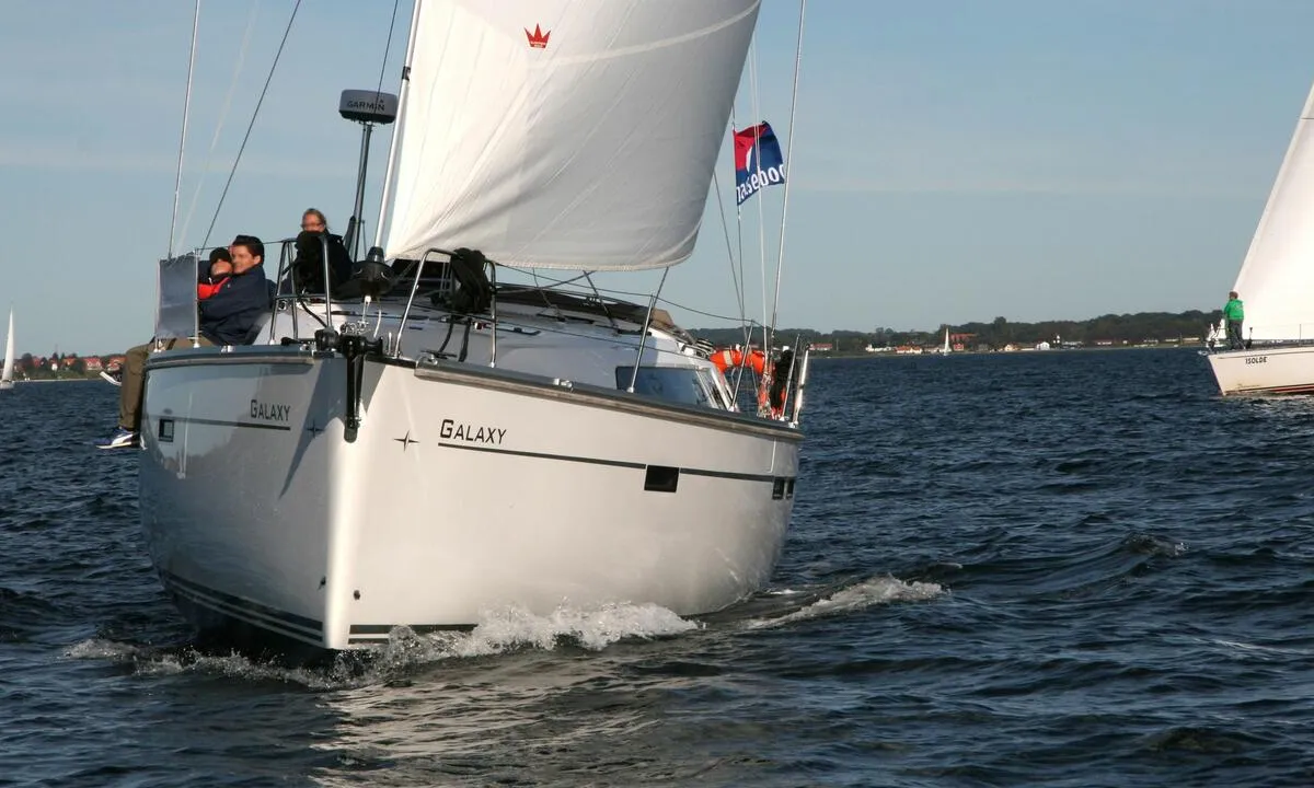 Exterior view of Galaxy, a Bavaria Cruiser 46 sailboat at Flensburg, Germany