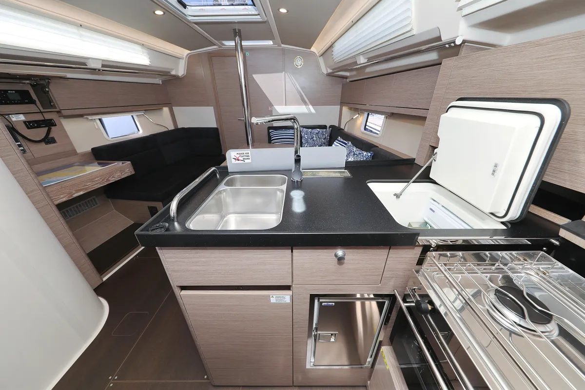 Galley of Smiley, a Hanse 388 sailboat at Grad Šibenik, Croatia