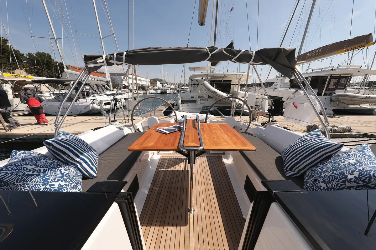 Deck of Smiley, a Hanse 388 sailboat at Grad Šibenik, Croatia