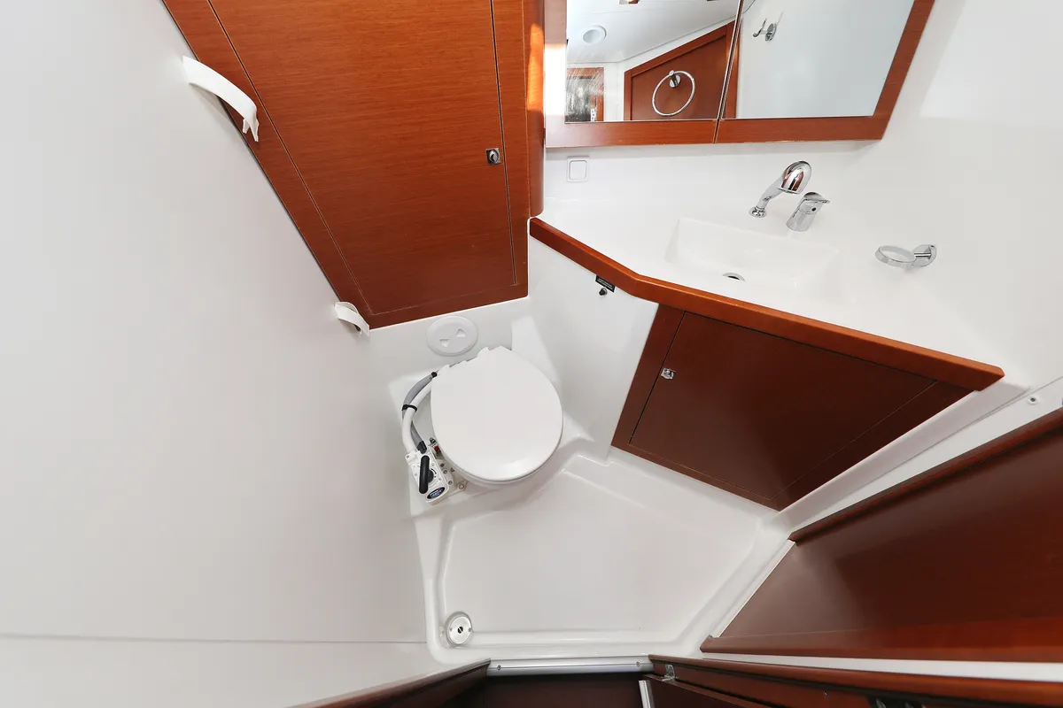 Head on Barbarella II, a Beneteau Oceanis 45 sailboat at Grad Trogir, Croatia