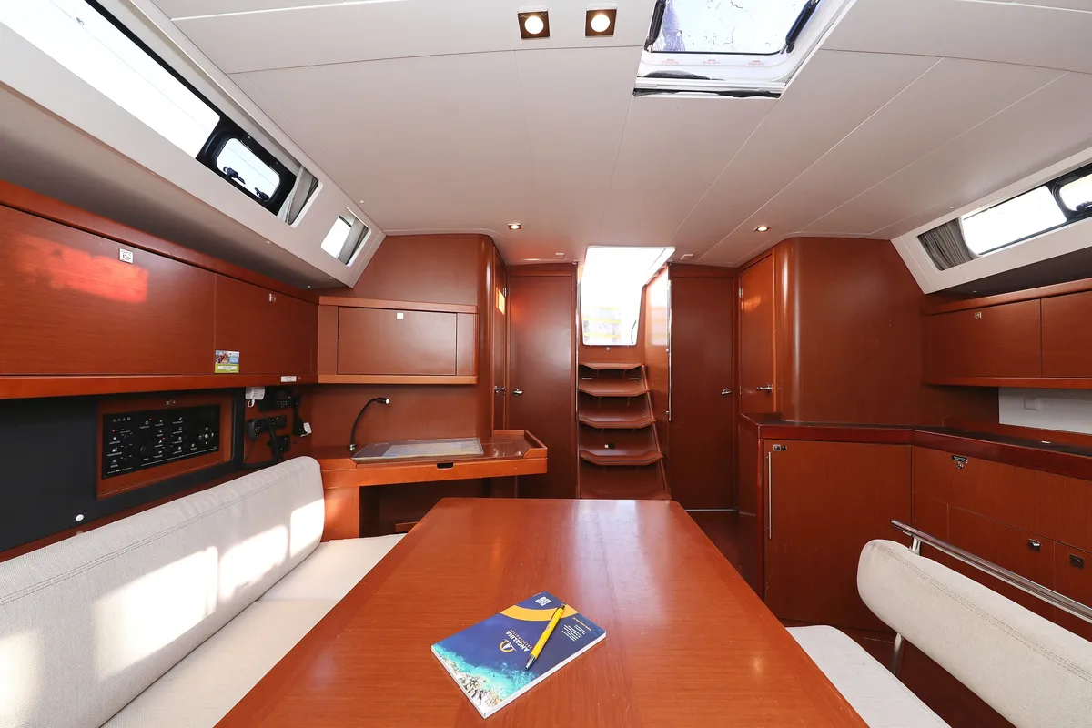 Salon of Barbarella II, a Beneteau Oceanis 45 sailboat at Grad Trogir, Croatia