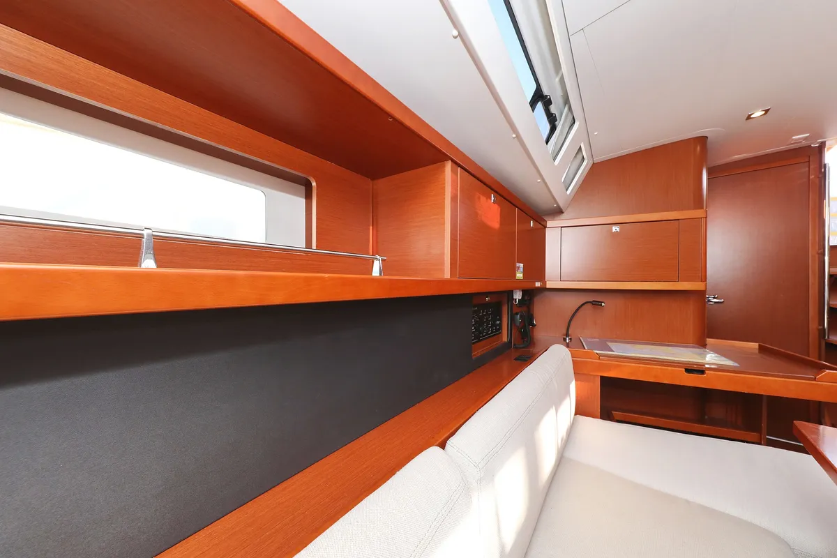 Salon of Barbarella II, a Beneteau Oceanis 45 sailboat at Grad Trogir, Croatia