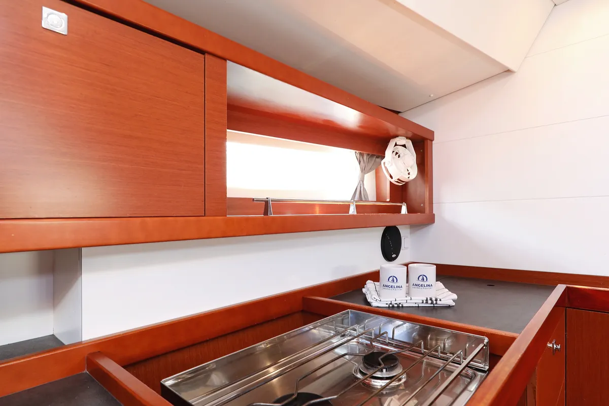Galley of Barbarella II, a Beneteau Oceanis 45 sailboat at Grad Trogir, Croatia