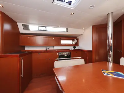 Galley of Barbarella II, a Beneteau Oceanis 45 sailboat at Grad Trogir, Croatia