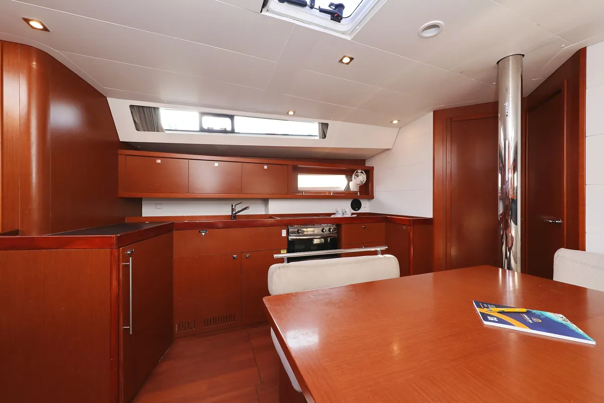 Galley of Barbarella II, a Beneteau Oceanis 45 sailboat at Grad Trogir, Croatia
