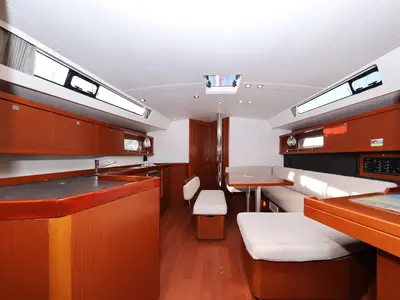 Salon of Barbarella II, a Beneteau Oceanis 45 sailboat at Grad Trogir, Croatia