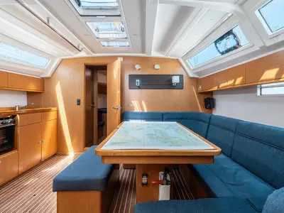 Salon of Fedias, a Bavaria Cruiser 46 sailboat at Rhodes, Greece