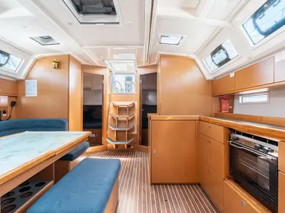 Cabin on Fedias, a Bavaria Cruiser 46 sailboat at Rhodes, Greece