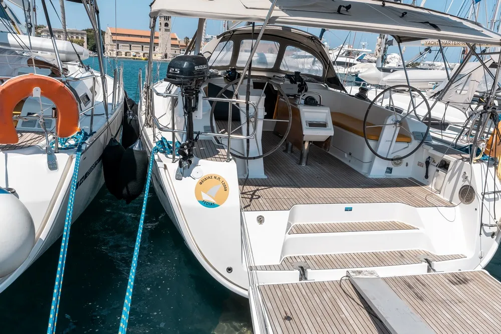 Fedias, a Bavaria Cruiser 46 sailboat at Rhodes, Greece