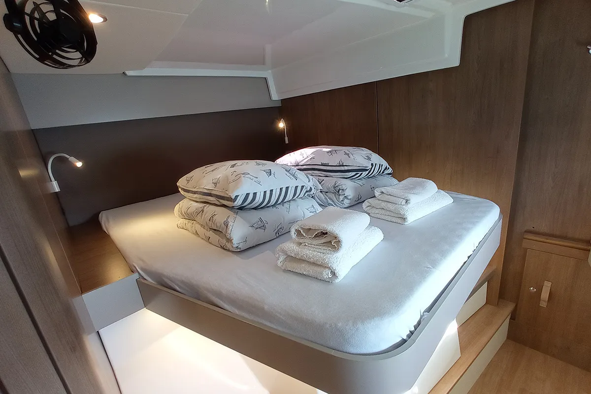 Cabin on Sailin, a Bali Catspace catamaran at Seget Donji, Croatia