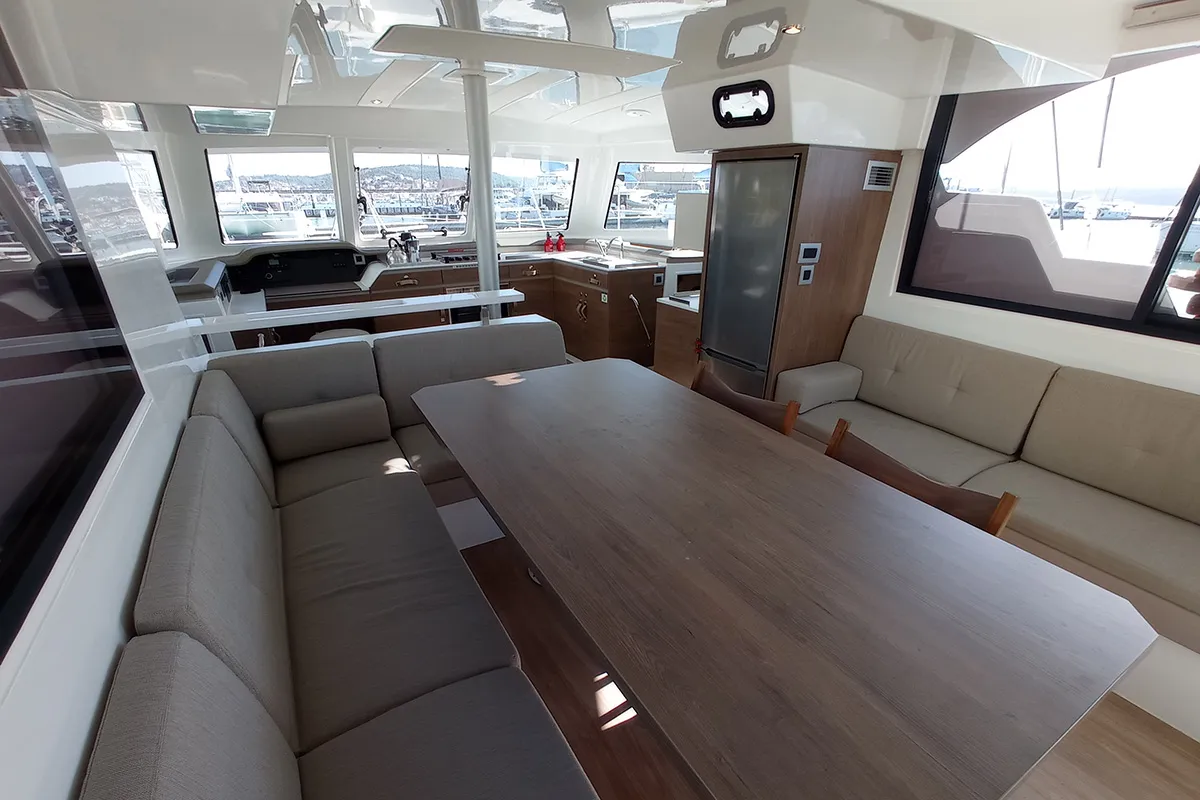 Salon of Sailin, a Bali Catspace catamaran at Seget Donji, Croatia