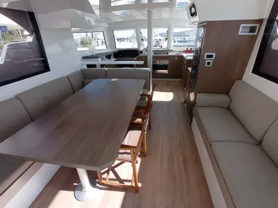 Salon of Sailin, a Bali Catspace catamaran at Seget Donji, Croatia
