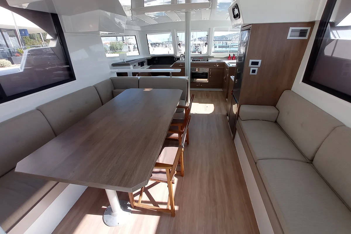 Salon of Sailin, a Bali Catspace catamaran at Seget Donji, Croatia