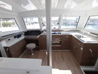 Galley of Sailin, a Bali Catspace catamaran at Seget Donji, Croatia