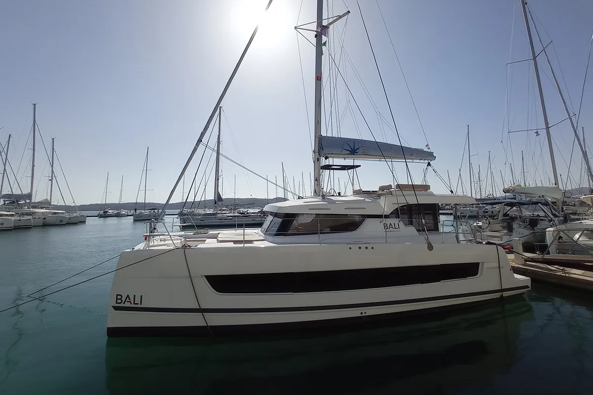 Exterior view of Sailin, a Bali Catspace catamaran at Seget Donji, Croatia