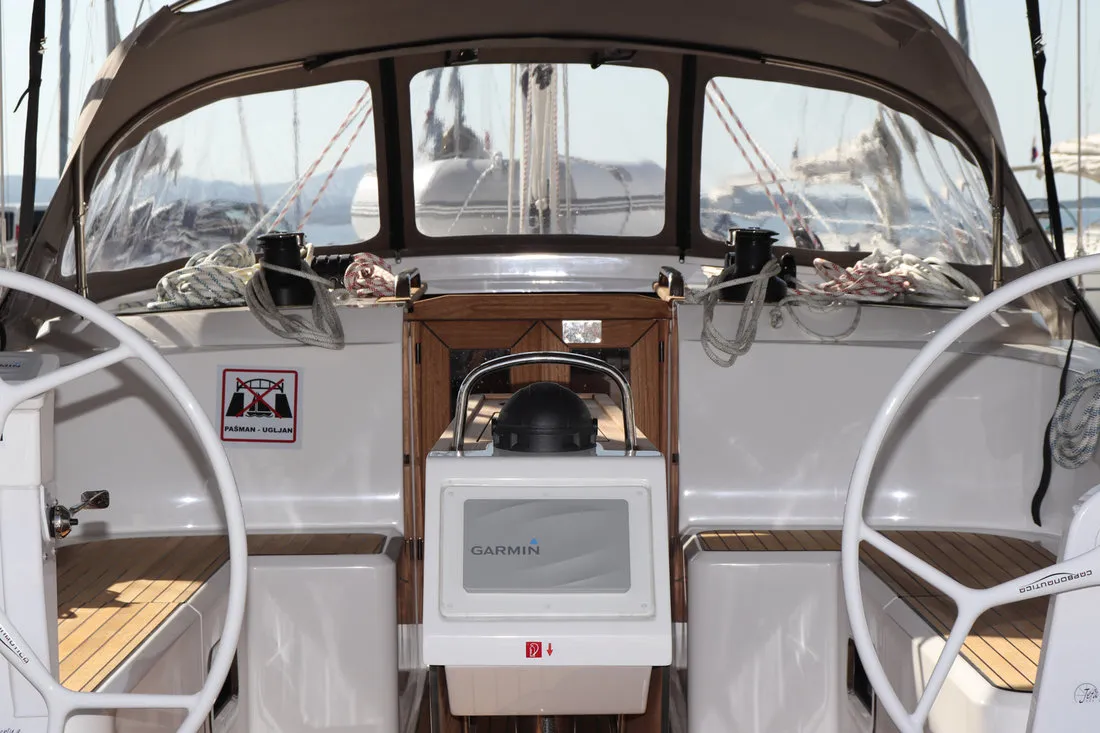 Cockpit of Anett, a Bavaria Cruiser 46 sailboat at Biograd na Moru, Croatia