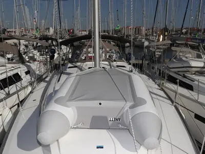 Deck of Anett, a Bavaria Cruiser 46 sailboat at Biograd na Moru, Croatia