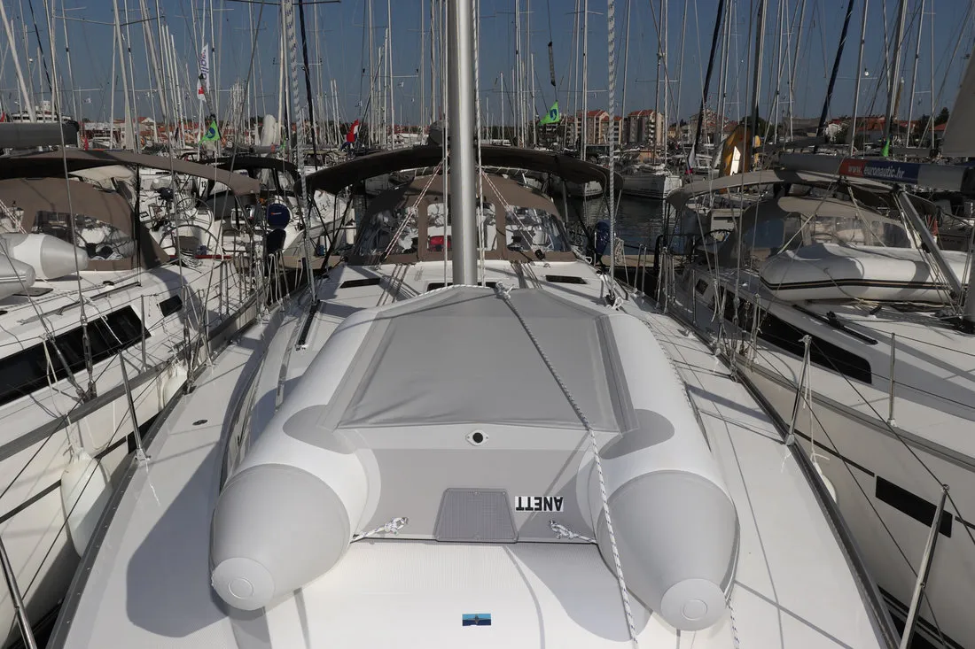 Deck of Anett, a Bavaria Cruiser 46 sailboat at Biograd na Moru, Croatia