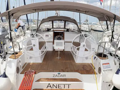 Cockpit of Anett, a Bavaria Cruiser 46 sailboat at Biograd na Moru, Croatia