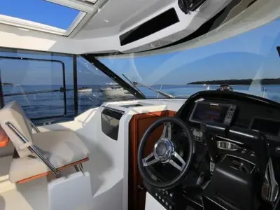 Cockpit of MF 895, a Jeanneau Merry Fisher 895 motorboat at Punat, Croatia