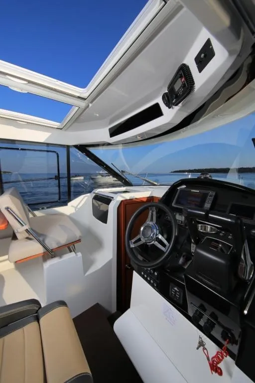 Cockpit of MF 895, a Jeanneau Merry Fisher 895 motorboat at Punat, Croatia