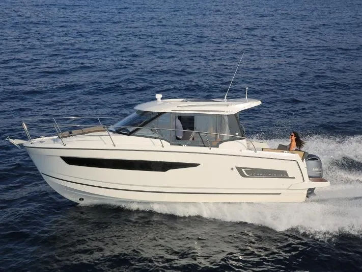 Exterior view of MF 895, a Jeanneau Merry Fisher 895 motorboat at Punat, Croatia