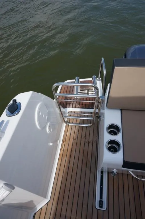 Deck of MF 895, a Jeanneau Merry Fisher 895 motorboat at Punat, Croatia