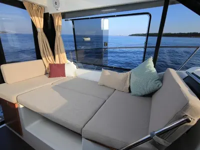 Salon of MF 895, a Jeanneau Merry Fisher 895 motorboat at Punat, Croatia