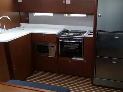 Galley of Elisa, a Bavaria Cruiser 46 sailboat at Palermo, Italy
