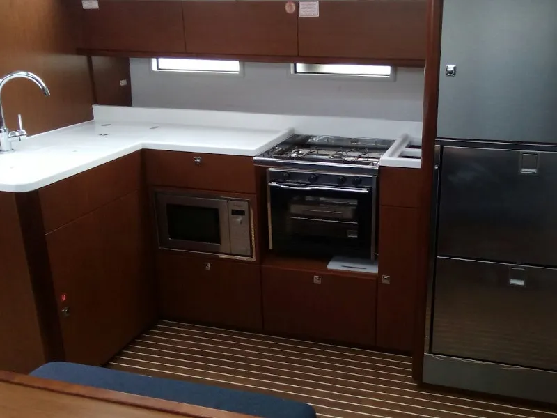 Galley of Elisa, a Bavaria Cruiser 46 sailboat at Palermo, Italy