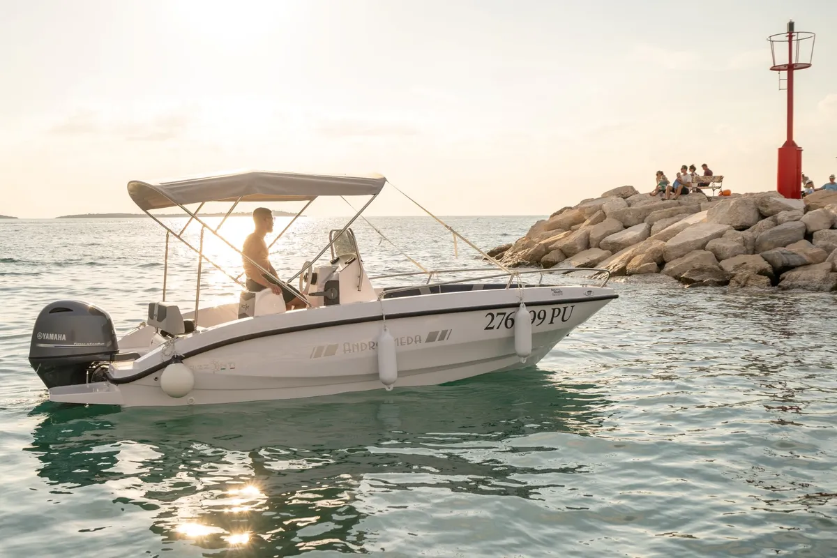 Exterior view of Andromeda, a Gulet Orizzonti Andromeda motorboat at Valbandon, Croatia