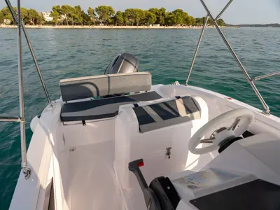 Cockpit of Andromeda, a Gulet Orizzonti Andromeda motorboat at Valbandon, Croatia