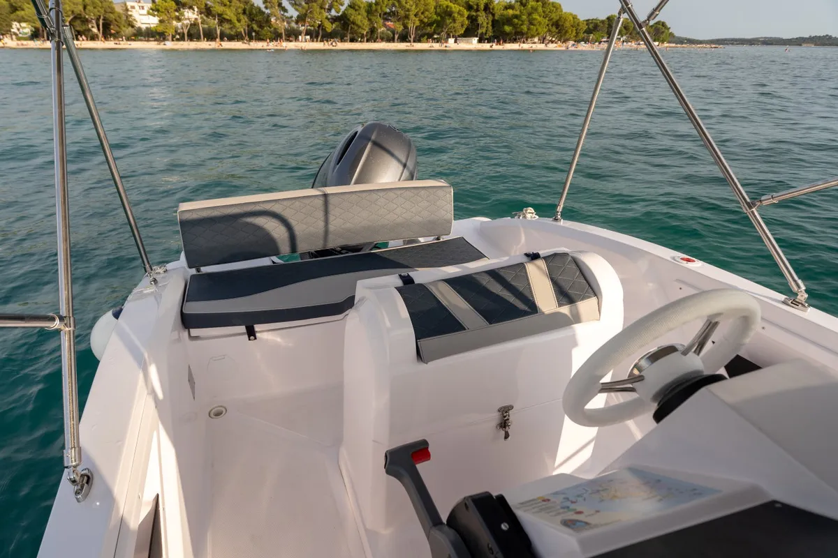 Cockpit of Andromeda, a Gulet Orizzonti Andromeda motorboat at Valbandon, Croatia