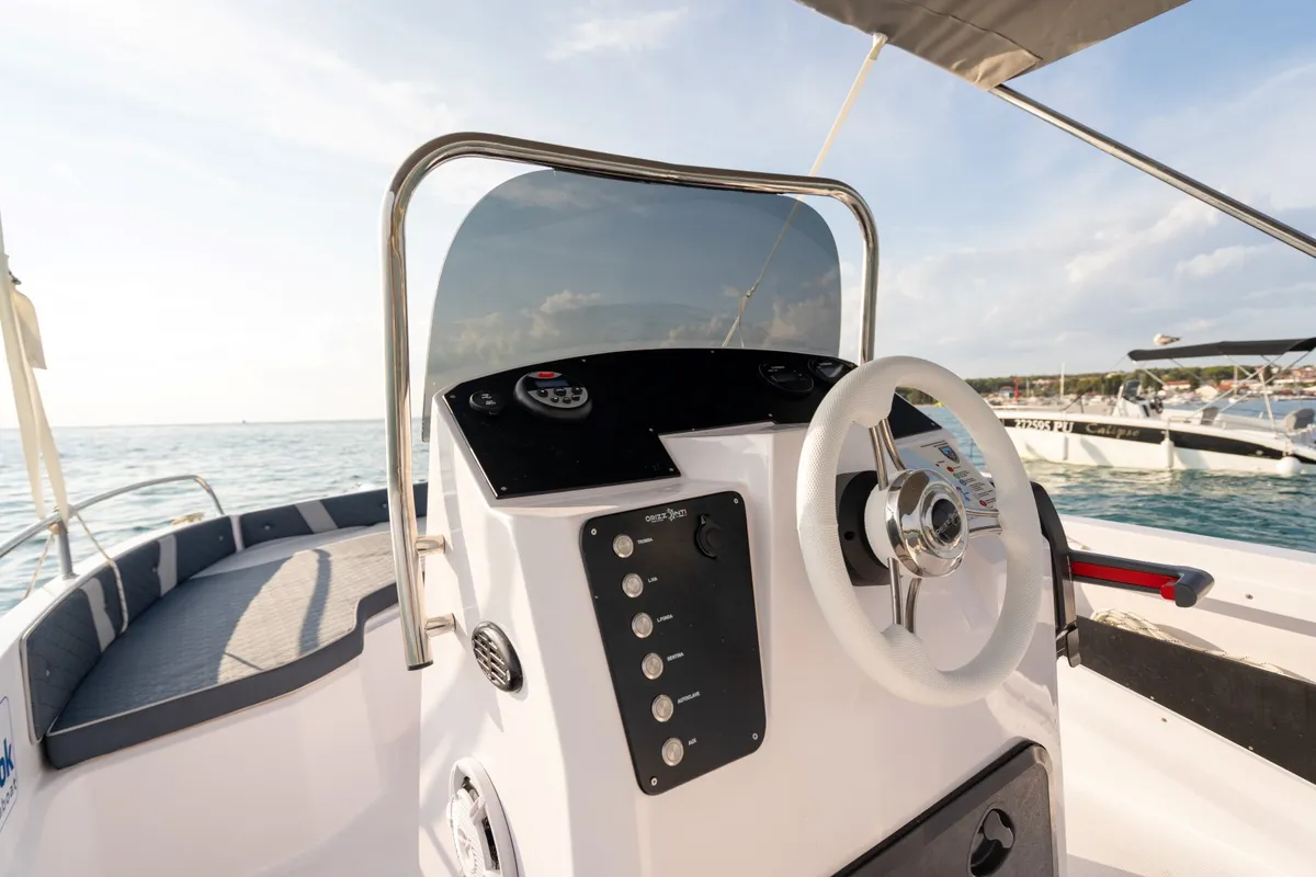 Cockpit of Andromeda, a Gulet Orizzonti Andromeda motorboat at Valbandon, Croatia