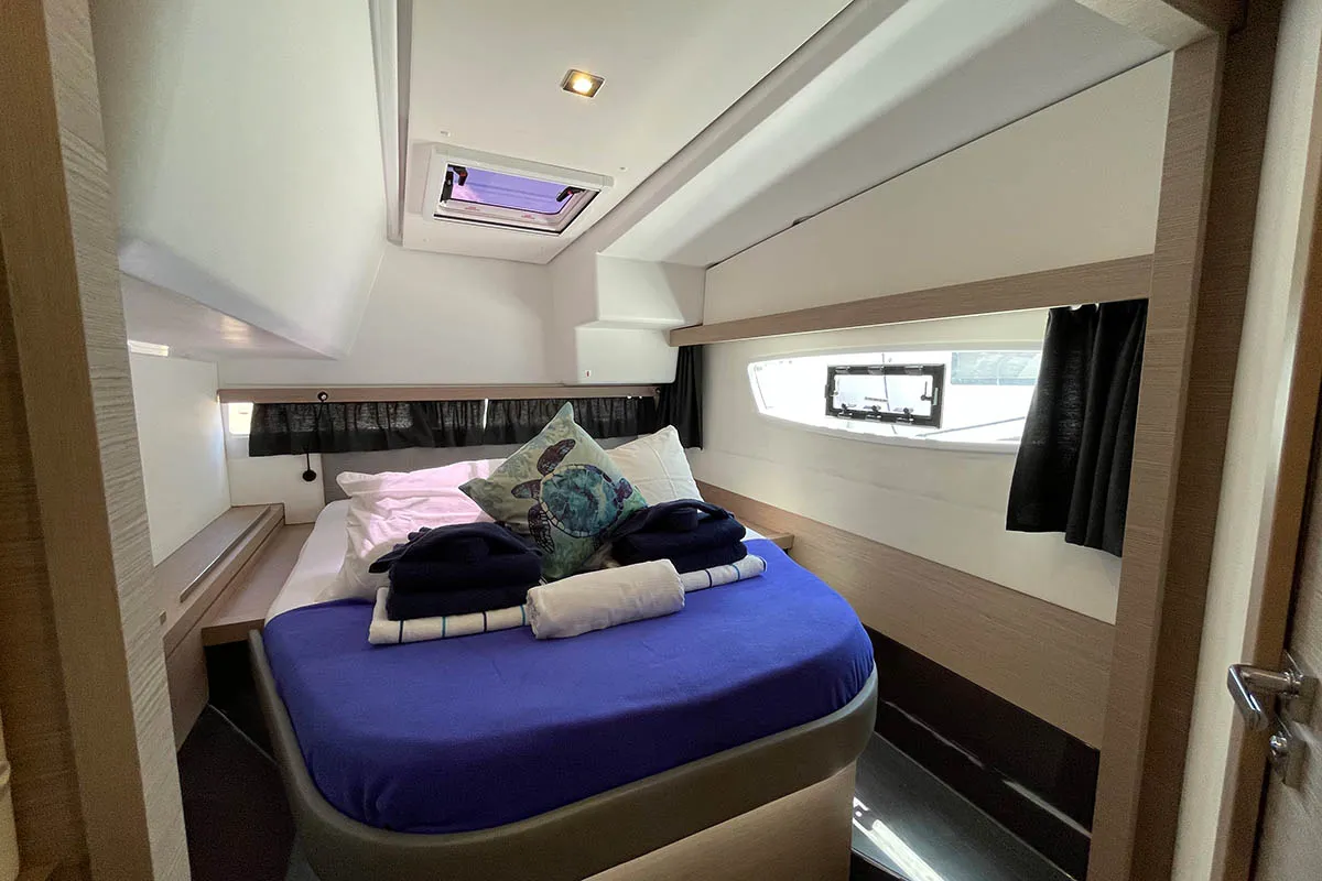 Cabin on Jaxnjoe com, a Fountaine Pajot Lucia 40 catamaran at Road Town, British Virgin Islands