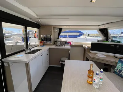 Galley of Jaxnjoe com, a Fountaine Pajot Lucia 40 catamaran at Road Town, British Virgin Islands