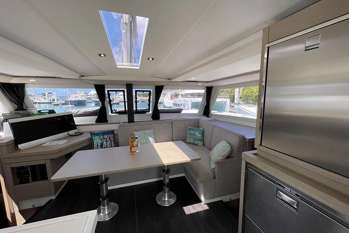 Salon of Jaxnjoe com, a Fountaine Pajot Lucia 40 catamaran at Road Town, British Virgin Islands
