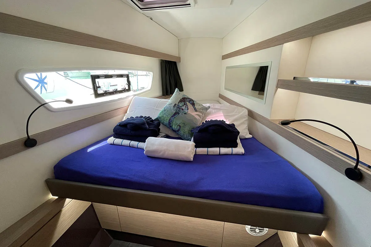 Cabin on Jaxnjoe com, a Fountaine Pajot Lucia 40 catamaran at Road Town, British Virgin Islands