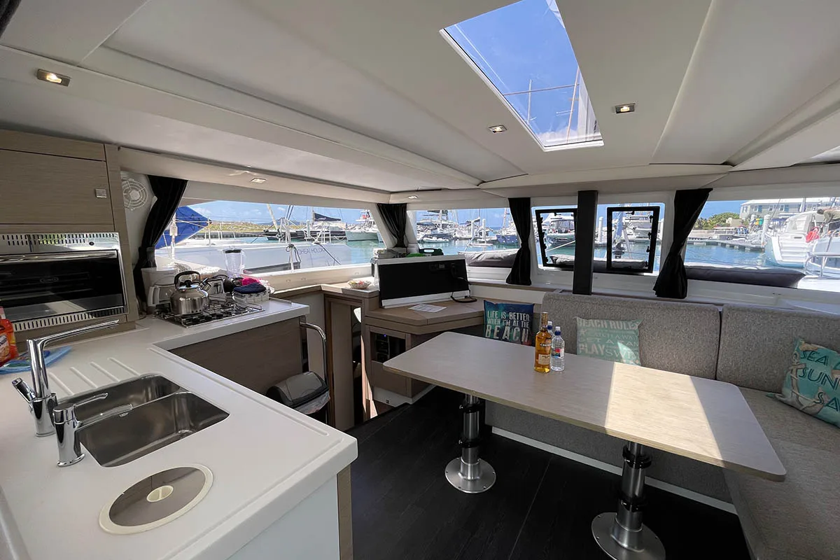 Salon of Jaxnjoe com, a Fountaine Pajot Lucia 40 catamaran at Road Town, British Virgin Islands