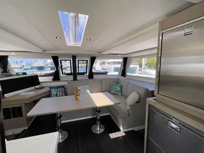 Salon of Jaxnjoe com, a Fountaine Pajot Lucia 40 catamaran at Road Town, British Virgin Islands