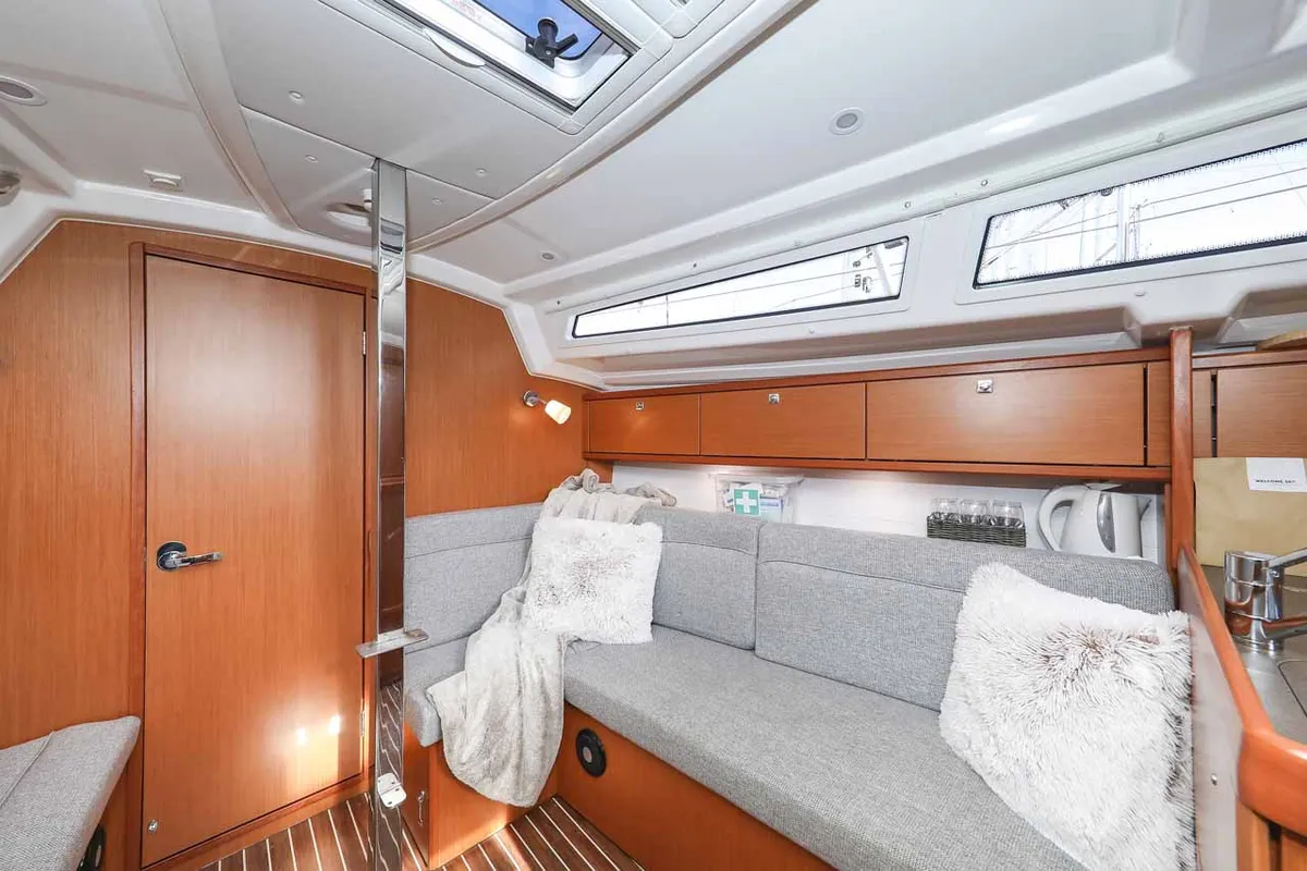 Salon of Funky 4ever, a Bavaria Cruiser 34 sailboat at Grad Biograd na Moru, Croatia