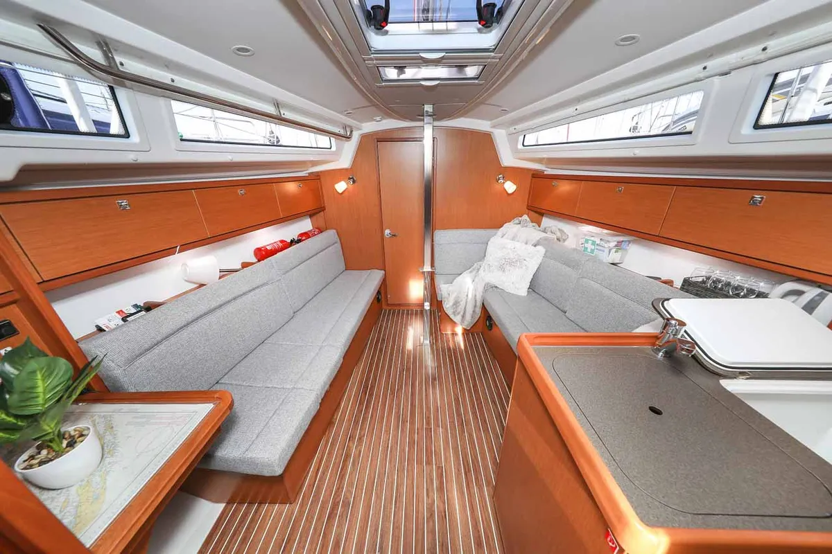 Salon of Funky 4ever, a Bavaria Cruiser 34 sailboat at Grad Biograd na Moru, Croatia