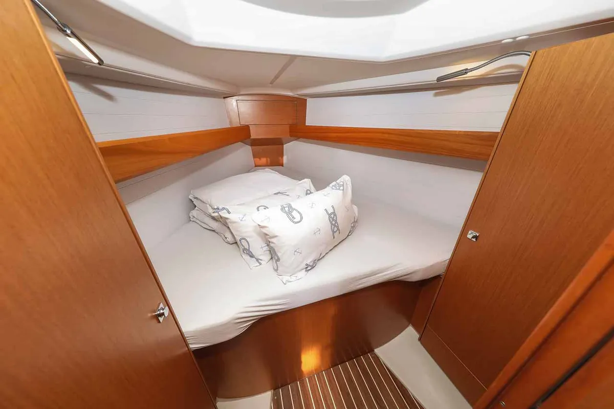 Cabin on Funky 4ever, a Bavaria Cruiser 34 sailboat at Grad Biograd na Moru, Croatia