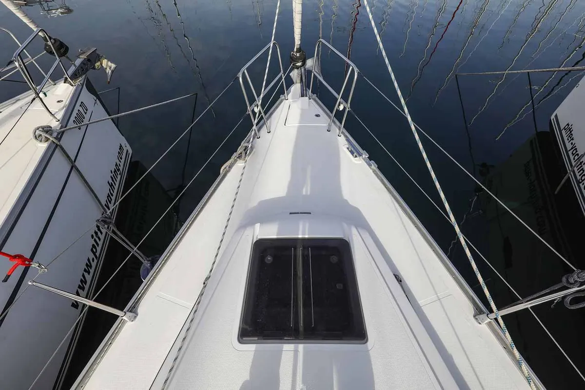 Deck of Funky 4ever, a Bavaria Cruiser 34 sailboat at Grad Biograd na Moru, Croatia