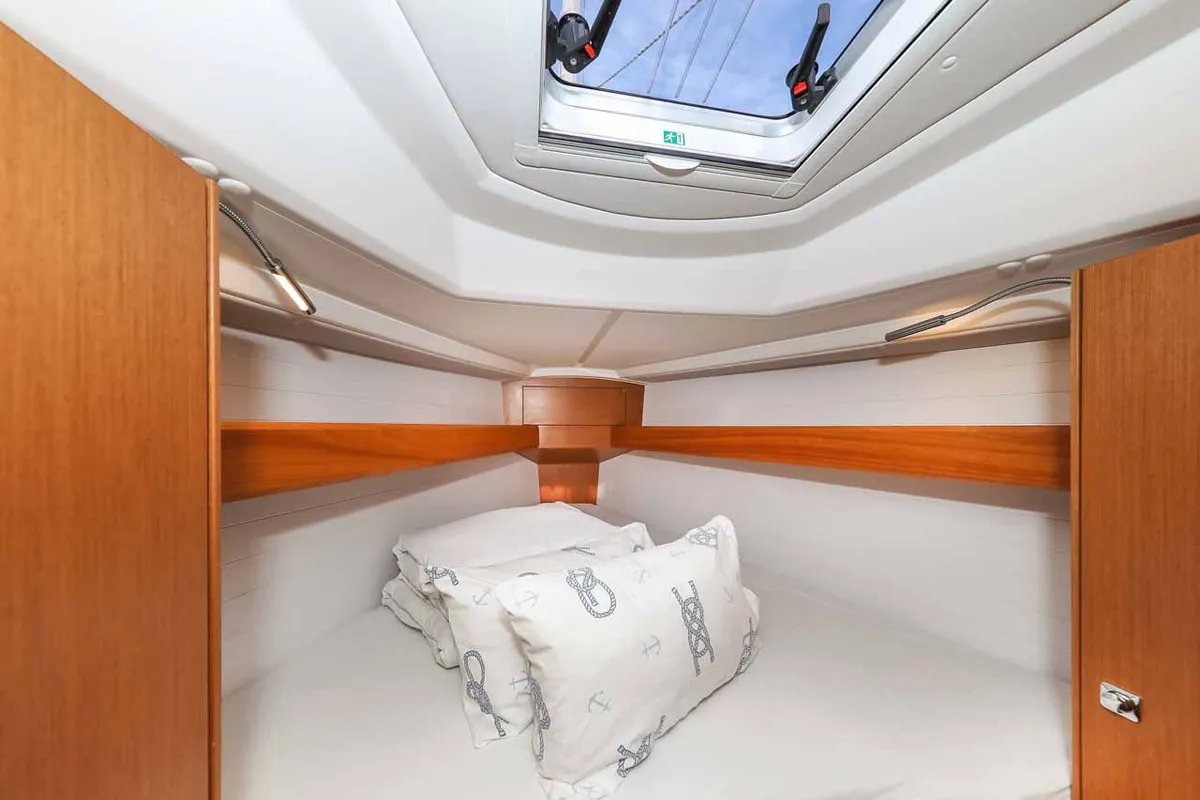 Cabin on Funky 4ever, a Bavaria Cruiser 34 sailboat at Grad Biograd na Moru, Croatia