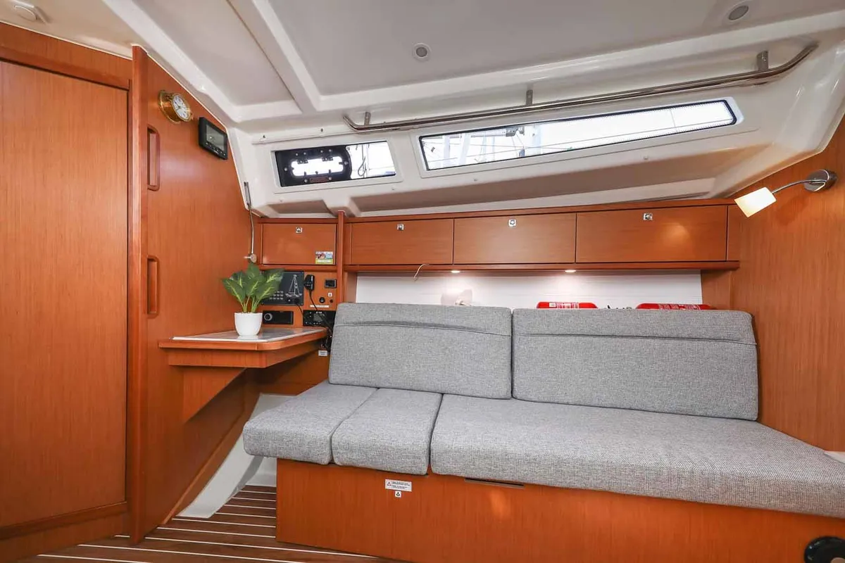 Salon of Funky 4ever, a Bavaria Cruiser 34 sailboat at Grad Biograd na Moru, Croatia