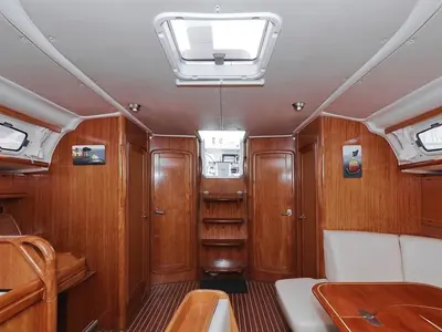 Salon of SHH-BAV50, a Bavaria Cruiser 50 sailboat at Volos, Greece