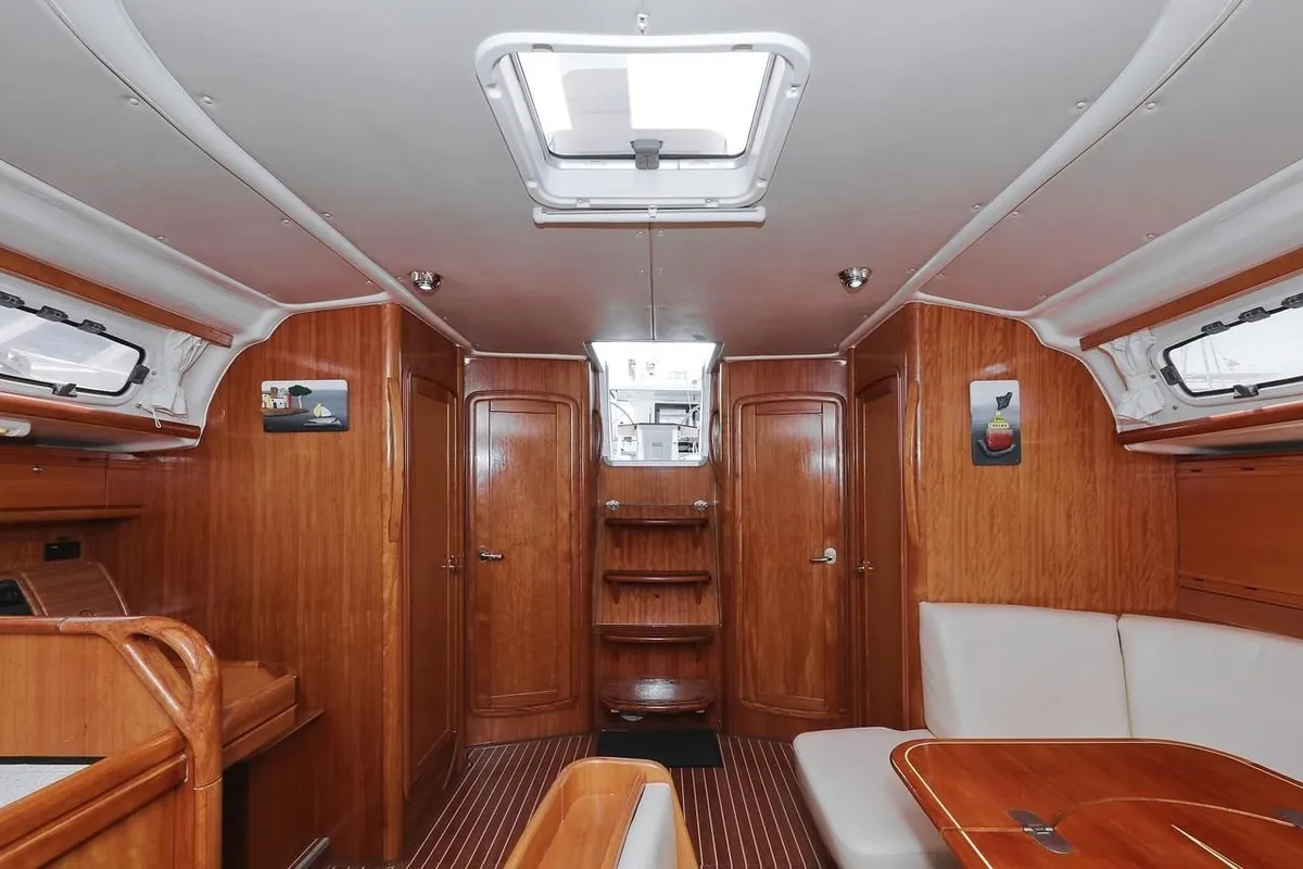 Salon of SHH-BAV50, a Bavaria Cruiser 50 sailboat at Volos, Greece
